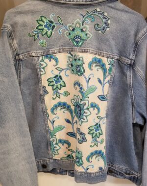 Unique one of kind jean jacket.